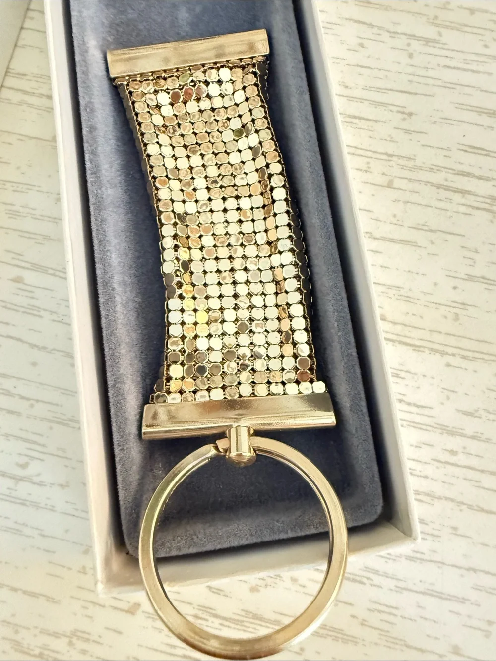 Vintage Whiting & Davis Gold Mesh Keychain NWT